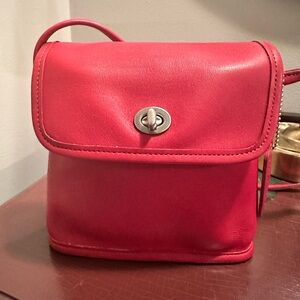 Coach Red Leather Tango Crossbody Bag 1998